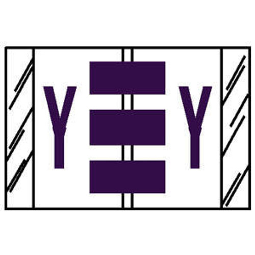 TAB Compatible 84100 Series Alpha Labels - 'Y' - Purple - 1" H x 1-1/2" W - Labels on Sheets - 100 Labels Per Pack (10 Labels Per Strip)