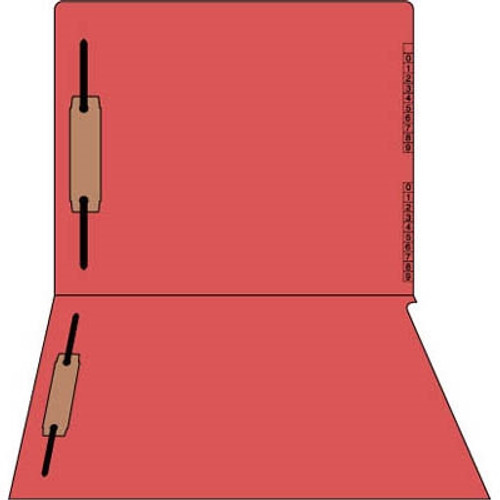 END/TOP Tab Numeric Kardex Folders, Red, Letter Size, 3/4" Expansion, With Fasteners In Positions 1 & 3, 50/BOX