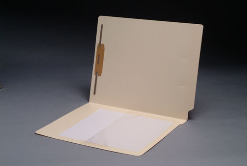 End Tab Folder with 1/2 Poly Pocket inside Left - Fastener in Position 1 - 11 Pt. Manila - Full Cut End Tab - Letter Size - 50/Box