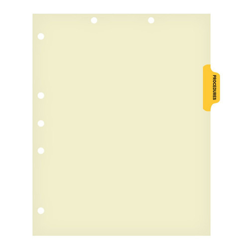 "Procedures"  Side Tab Chart Dividers- Tab Position 3- Amber (100/Pkg)