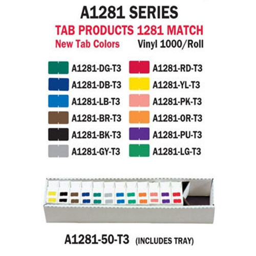 TAB Solid Color Label - 1281 Series (Rolls) - 1000/Roll - Full Set with Tray