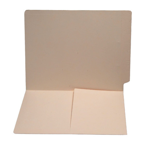 14 Pt. Manila End Tab Folder with Half Pocket Inside Front - Letter Size - Full Cut End Tab