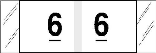 Tabbies 11836, Original COL'R'TAB Numeric 11830 Label Series, 1/2" numeric tabs "#6", black & white, 1/2"H X 1-1/2"W, 500/ROLL