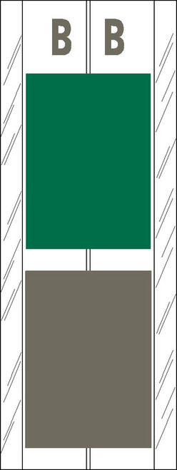 Tabbies 12702, Acme Visible Compatible Alpha 12700 Label Series, 4" 2-COLOR alpha tabs "B", GREEN/GRAY, 4"H X 1-1/2"W, 102/PACK