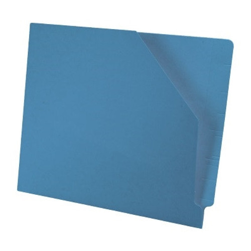 Colored End Tab Pocket Folder With Slant Cut Pocket, Full Cut End Tab, Letter Size, Blue, 100/BOX