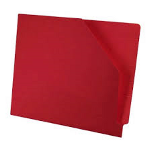 Colored End Tab Pocket Folder With Slant Cut Pocket, Full Cut End Tab, Letter Size, Red, 100/BOX