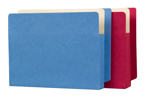 Expansion Pockets - Colored Reinforced Full Side Tab Pockets - 6-1/2" H reinforced gusset - 9-1/2" x 12-1/2" with 3-1/2" Paper Expansion -50/Carton - Only online at FilingSupplies.com