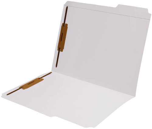 Top Tab White Colored File Folder, Letter Size, 1/3 Cut Assorted Tab Positions, 2 Bonded Fasteners in Positions 1 & 3