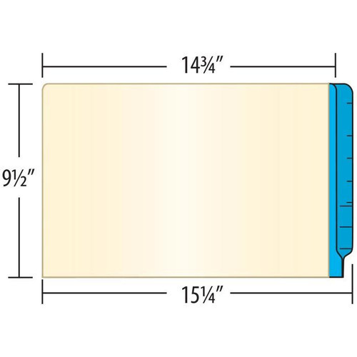 Manila File Folders with BLUE Color Stripe on End Tab - Legal Size - 11 Pt. Stock - Two Ply Tab - 100