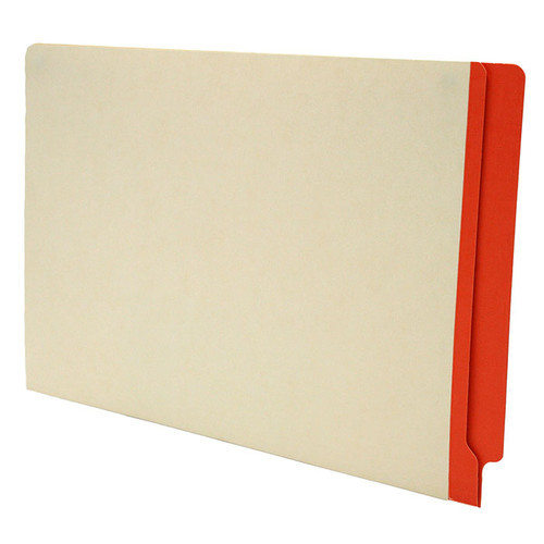 Manila File Folders With Orange Color Stripe On End Tab, Legal Size, 11 PT. Stock, Two Ply Tab, 100