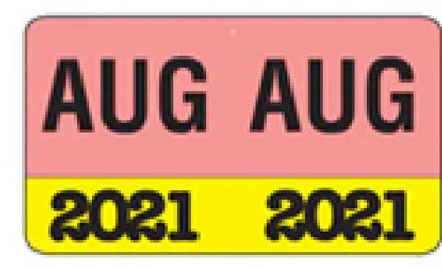 MONTH/YEAR Labels 2021, August, 225 Labels Per Pack, 1-1/2" w x 1" H