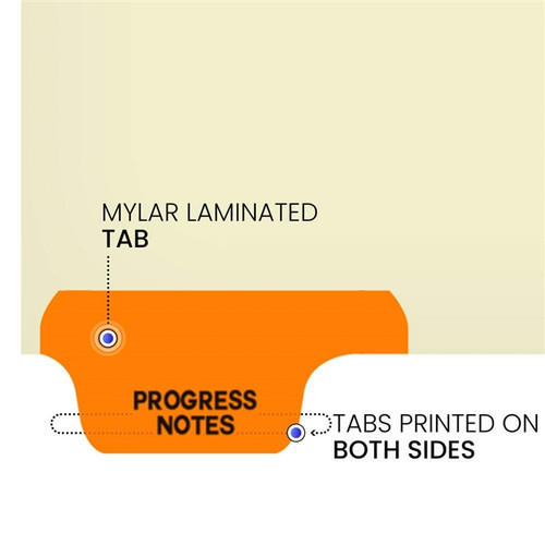 Index Divider "PROGRESS NOTES"- Position 1 Tab, Orange, Bottom Tab, 125# Manila Stock, 100/BOX