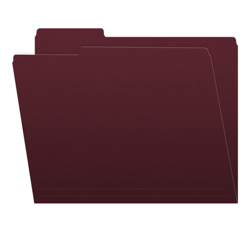 Maroon Letter Size Top Tab Single Ply Folders with 1/3 Cut Assorted Tabs, 11 pt Maroon Stock, 100/Box (S-30503-MRN)