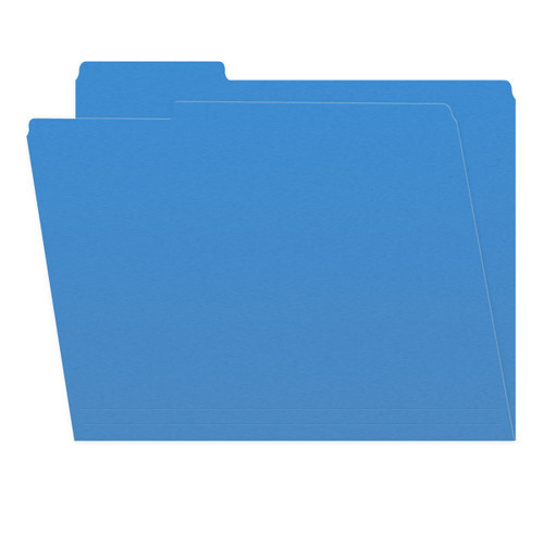 Blue Letter Size Top Tab Single Ply Folders With 1/3 Cut Assorted Tabs, 11 Pt Blue Stock, 100/BOX