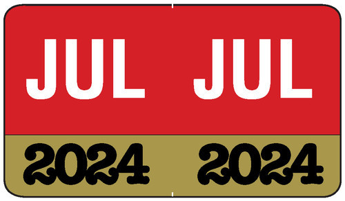 MONTH/YEAR Labels 2024, July, 225 Labels Per Pack, 1-1/2" w x 1" H