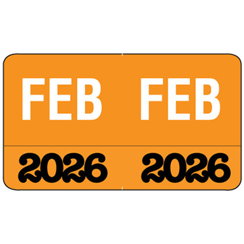 MONTH/YEAR Labels 2026, February, 225 Labels Per Pack