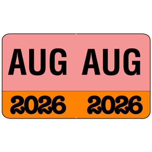 MONTH/YEAR Labels 2026, August, 225 Labels Per Pack