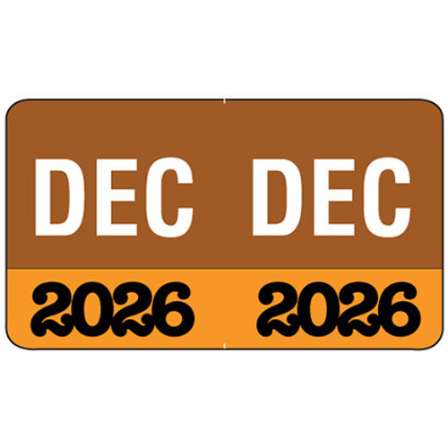 MONTH/YEAR Labels 2026, December, 225 Labels Per Pack