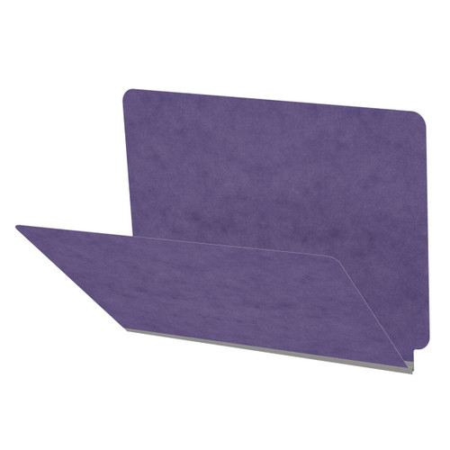 Purple letter size end tab classification folder with 2" grey tyvek expansion. 25 pt type 3 pressboard stock. Packaged 25/125.