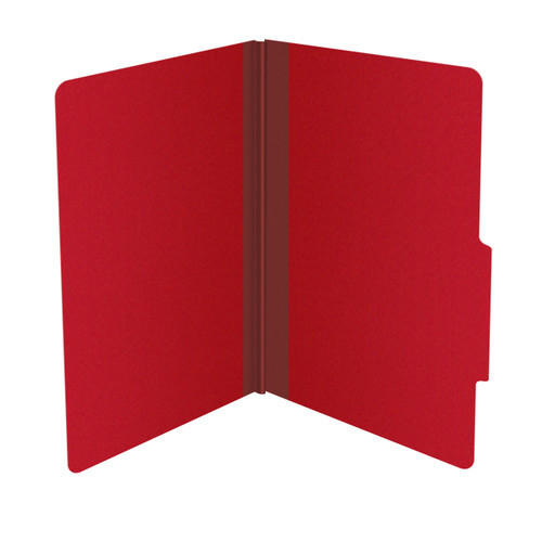 Deep red legal size top tab classification folder with 2" gray tyvek expansion. 25 pt type 3 pressboard stock. Packaged 25/125