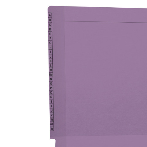 Lavender Kardex match letter size reinforced top and end tab folder with A-Z scale printed on left end tab. 11 pt lavender stock. Packaged 100/500.