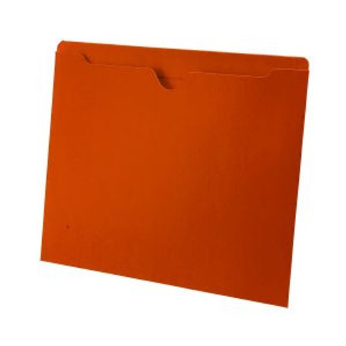 Orange letter size reinforced top tab pocket. 11 pt orange stock. Packaged 100/500.