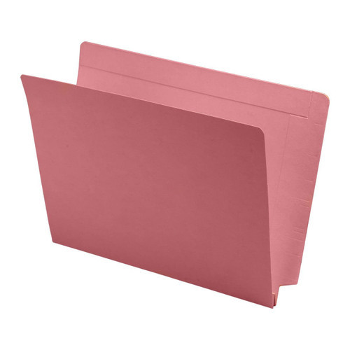 Pink letter size reinforced top and end tab folder with 1 1/2" paper expansion. 14 pt pink stock. Packaged 50/250