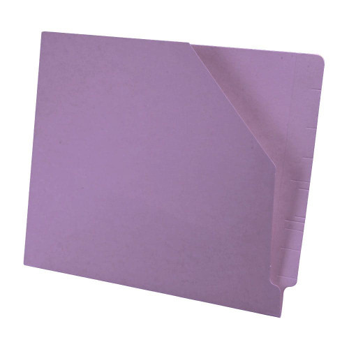 Lavender letter size reinforced end tab pocket with slash cut on front. 11 pt lavender stock. Packaged 100/500