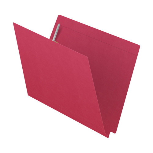 Red Kardex match letter size reinforced top and end tab folder with tic marks printed on end tab and 2" bonded fastener on inside back. 11 pt red stock. Packaged 50/250.