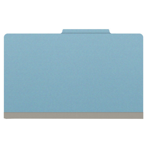 Blue legal size top tab two divider classification folder with 2" gray tyvek expansion, with 2" bonded fasteners on inside front and inside back and 1" duo fastener on dividers - DV-T52-26-3BLU