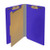 Purple legal size end tab classification folder with 2" gray tyvek expansion, with 2" bonded fasteners on inside front and inside back and 1" duo fastener on divider. 18 pt. paper stock and 17 pt brown kraft dividers. Packaged 10/50.