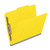 Yellow letter size top tab classification folder with 2" gray tyvek expansion and 2" bonded fasteners on inside front and inside back. 18 pt. paper stock. Packaged 25/125.