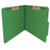 Moss green letter size top tab classification folder with 2" dark green tyvek expansion and 2" bonded fasteners on inside front and inside back. 25 pt type 3 pressboard stock. Packaged 25/125