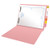 Pink letter size end tab folder with 2" bonded fasteners on inside back. 20 pt pink stock. Packaged 40/200.