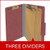 Dark red legal size top tab three divider classification folder with 3" russet brown tyvek expansion, with 2" bonded fasteners on inside front and inside back and 1" duo fastener on dividers - DV-T53-38-3ARD