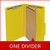 Yellow legal size top tab one divider classification folder with 2" lemon yellow tyvek expansion, with 2" bonded fasteners on inside front and inside back and 1" duo fastener on divider - DV-T52-14-3YLW