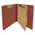 Red letter size end tab one divider classification folder with 2" russet brown tyvek expansion, with 2" bonded fasteners on inside front and inside back and 1" duo fastener on divider - DV-S42-14-3RED