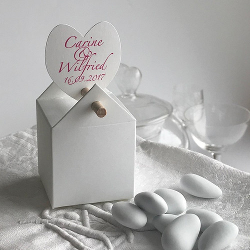 coeur autocollant, Accessoire contenant dragées mariage- Ambiancedragées