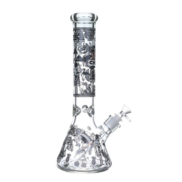 14" GLOW IN THE DARK EGYPTIAN PYRAMID BEAKER WATER PIPE BY CHILL GLASS [JLB91]