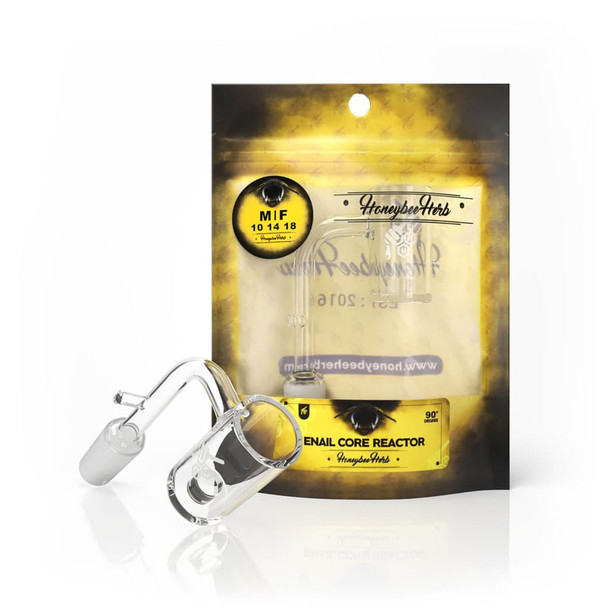 YELLOW LINE- ENAIL CORE REACTOR 90°QUARTZ BANGER BY HONEYBEE HERB