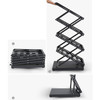 Premium portable A4 brochure holder in black steel – multi-layer literature display stand for expos and retail