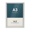 A3 silver snap frame with 25mm aluminium profile and square corners, front view