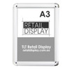 A3 snap lock poster frame, 25mm silver aluminium profile, rounded corners