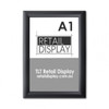 A1 black snap frame with 25mm aluminium profile and square corners, front view