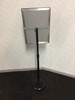 Adjustable metal poster stand with 360° rotatable snap frame