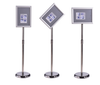 Adjustable metal poster stand with 360° rotatable snap frame