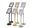 Adjustable metal poster stand with 360° rotatable snap frame