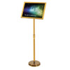 Gold adjustable floor poster stand with A4 sign