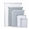 Silver round corner snap frames in five sizes shown together for size comparison