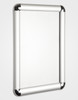 Empty silver round corner snap frame with anti-glare PVC cover, front view